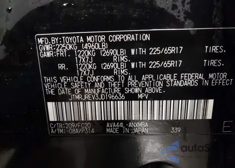 2018 Toyota Rav4 Hybrid Xle z USA, uszkodzony, nr VIN JTMRJREV3JD196636